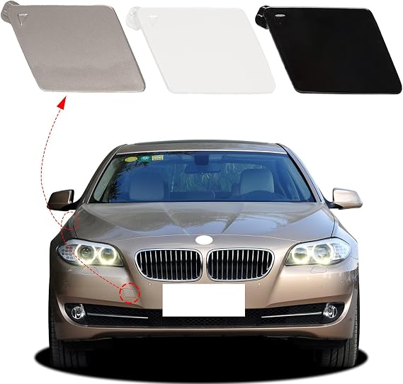 Front Bumper Tow Hook Cover Fit For BMW 5-Series F10 F18 528i 535i 550i Sedan 2011 2012 2013 Towing Eye Cap 51117246868 (Black, right passenger side) Xinpinsai