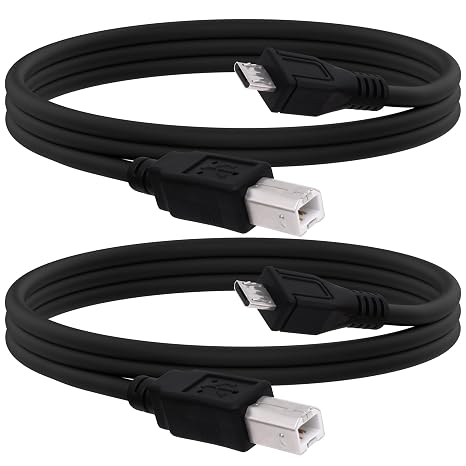 Micro USB Printer Cable Micro USB 5pin Male to Standard USB Type B Male OTG Data Charge Cable for Phone Tablet Printer Electronic Midi Piano -1.5M -2pcs