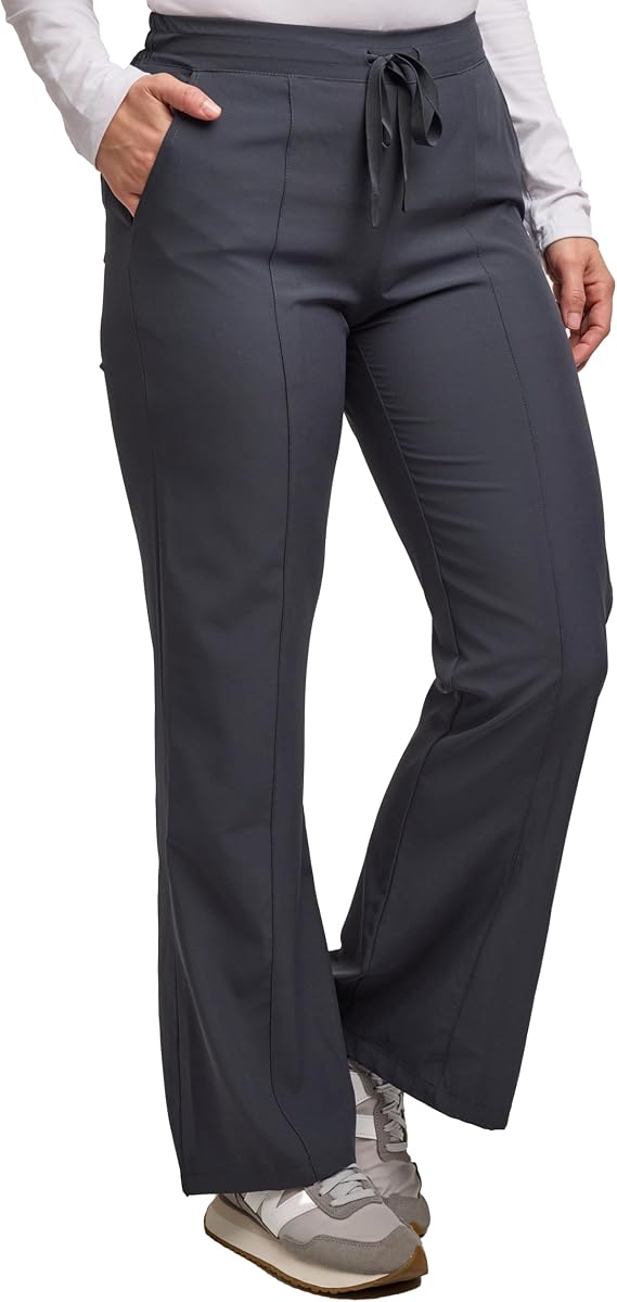 Green Town Scrubs for Women - Flare Leg Scrub Pant, 4 Pockets, Yoga Waistband, Stretch Fabric, Easy Care