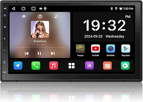ATOTO A5L 7inch Android Double DIN Car Stereo,Wireless CarPlay&Android Auto