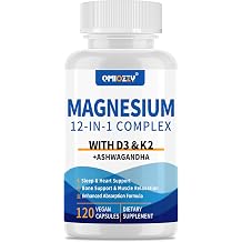 Magnesium Complex 12 in 1 Supplement for Women & Men 700mg, Magnesium Glycinate with Vitamin D3 K2, Citrate Malate Oxide Taurate Aspartate Orotate, for Relaxation, Heart, Energy, Muscle, 120 Capsules