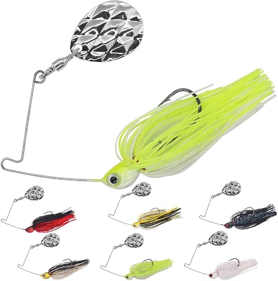 XFISHMAN Mini Spinnerbaits for Bass Fishing - 6 Pack, Colorado Spinnerbait, Top Water Fishing Lures, Micro Spinner, Smallmouth Bass Lure, Pan Fish Bait, Crappie Lures, 1/8 1/4oz