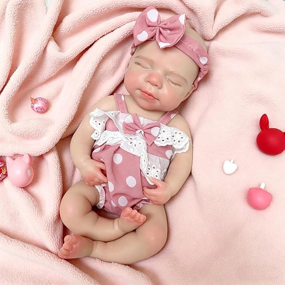 Abenduot 13inch Pascale Full Body Silicone Dolls Reborn Girl Baby Dolls | Can Open Mouth and Take a Pacifier, Realistic Hand Painted, Whole Body Safe Silicone, Anatomically Correct, Gift