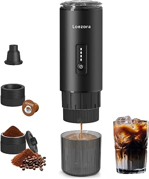 Portable Espresso Machine, 20Bar SelfHeating & Cold Brew Coffee Maker, Rechargeable 7500mAh, 3in1 for Nespresso & Ground Coffee, Travel Coffee Machine for Camping Car (Black)