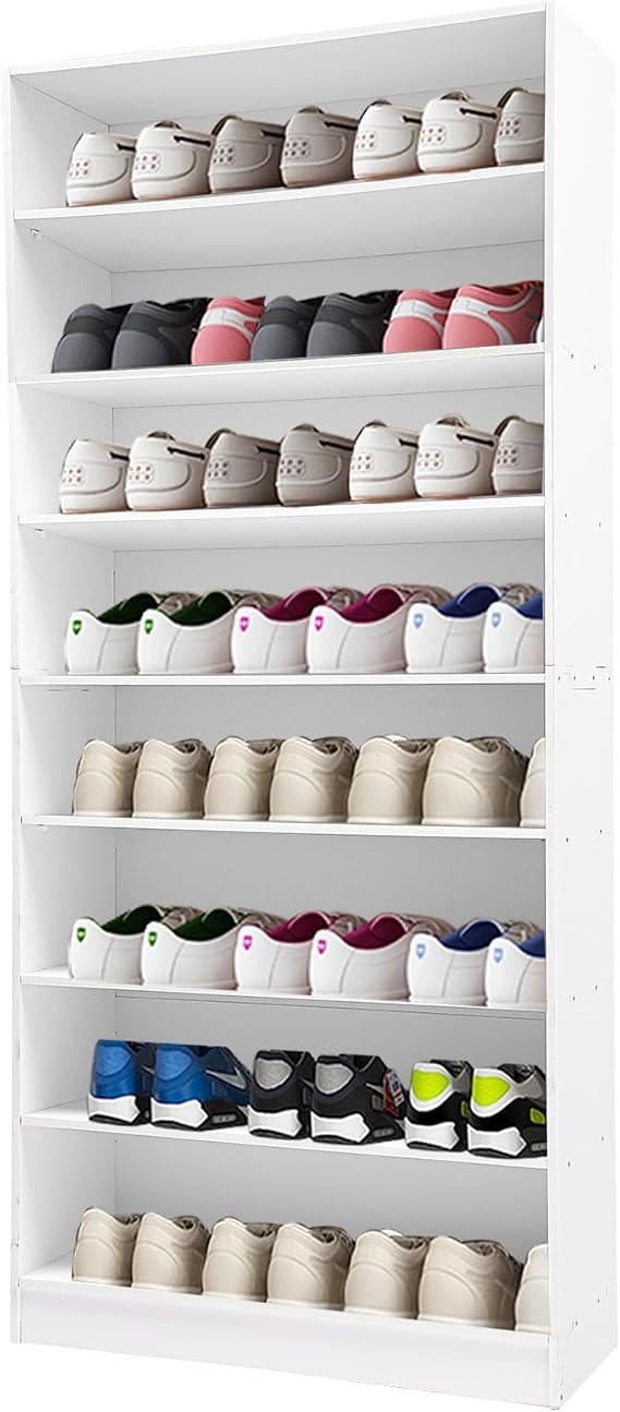 Shoe Storage Cabinet,Shoes Shelf Organizer,Simple Hoeware,Freestanding Tall Entryway Shoe Organizer for Closet,Entryway,Living Room,Indtrial Large Shoe Stand,Vertical Shoe Stand Tower,White
