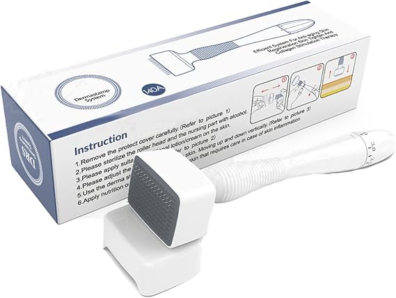 Derma Stamp - Adjustable 140 Microneedle Roller Set, Beard Microneedle Skin Roller, Adjustable Genuine Leather Stamp, 0.25-3 mm Microneedle Tool, Facial Skincare (140 needles)