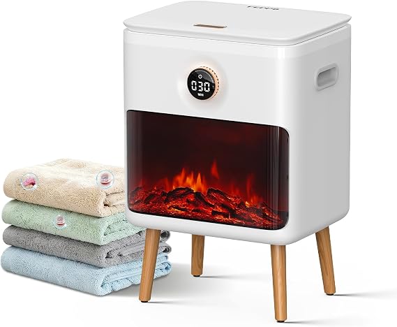 FEPPO Towel Warmer, Large Capacity Luxury Towel Warmers for Bathroom with HearthGlow Display, Rotary Timer Control & LED Countdown, Fits 2 Large Towels, Bathrobes, Blankets, Pajamas