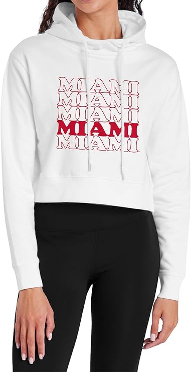 Campus Lab Officially Licensed Collegiate Women's Cropped Hoodie Stacked Spirit White Collection