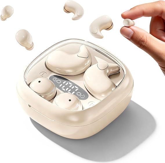 Xmenha Flat Sleep Mini Invisible Earbuds Wireless Bluetooth, Side Sleepers Flat Sleeping Small Tiny Micro Ear Buds Small Ears Low Profile Smallest Discreet Hidden Earbuds Headphones for Work 2-Pack