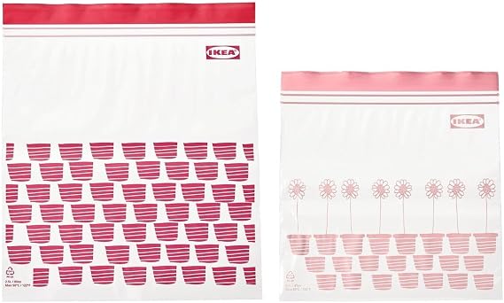 Lockable refrigerator bag, red-pink, 2.5 liters and 1.2 liters, 50 pieces