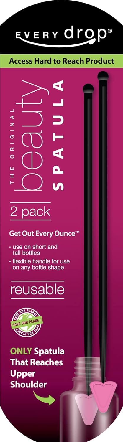 Every drop Beauty Spatula, Get Hard to Reach Beauty Products Out of Bottle, Washable and Reusable, 2 Spatulas