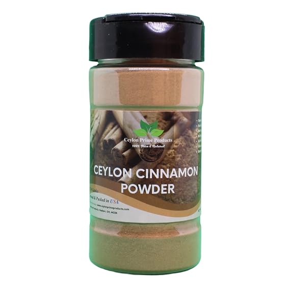 Ceylon Cinnamon Powder (1.5oz) | Freshly Ground & Packed in USA | Imported from Sri Lanka | Alba & C5 Grade Cinnamon | 100% Pure and Natural Cinnamon in a Jar | Sprinkle Bottle