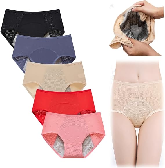 Everdries Leakproof Panties for Over 60 Incontinence Underwear for Women Everdries Leakproof Underwear Incontinence (5pcs A,X-Large)