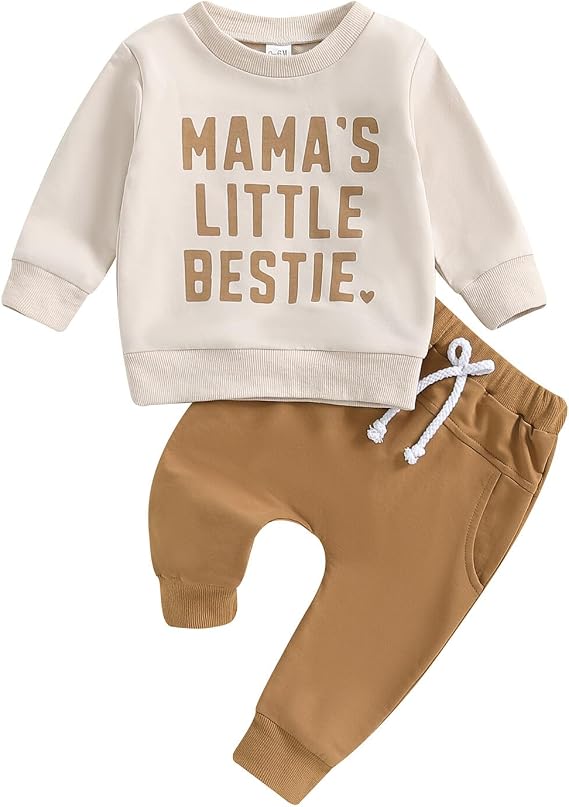Kupretty Baby Boy Clothes Dad's Little Dude Sweatshirt Pants Set | 3 6 9 12 18 24 Months 2T 3T Clothing Set Toddler Fall Winter Outfit Long Sleeve Sweatshirt & Joggers Set