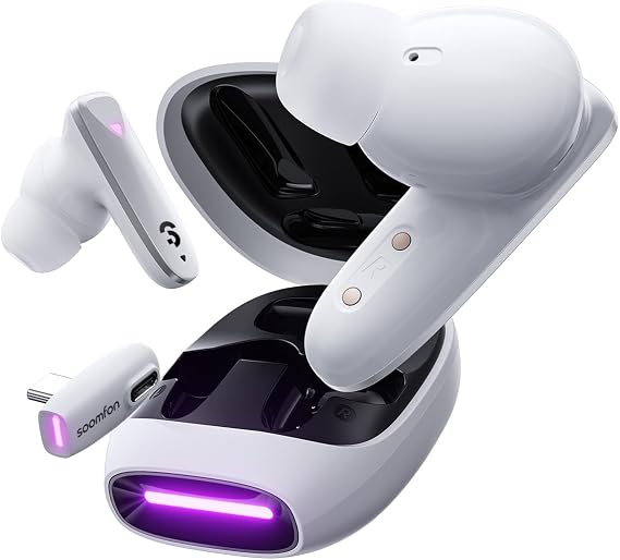 SOOMFON VR Wireless Gaming Earbuds 16ms Low Latency, Dual Connection, 2.4GHz Wireless, USB-C Dongle Included - Compatible with Quest 2, Quest Pro, PS5, PS4, Steam Deck, PC, Switch