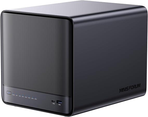 MINISFORUM NAS N5 MAX 5 Bay AMD Ryzen AI Max+ 395 64GB LPDDR5 128GB SSD | Desktop NAS AMD Radeon 8060S Graphics,2*10G Lan,2*USB4 v2,1*USB 4, 8K HDMI,5xM.2 Slot up to 200TB, Network Attached Storage