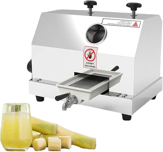 Commercial Table Top Sugar Cane Machine, Manual Stainless Steel Sugar Cane Juicer, with 60Mm Cane Inlet, 3 Rollers, Output Capacity of 220 Lbs/Hr