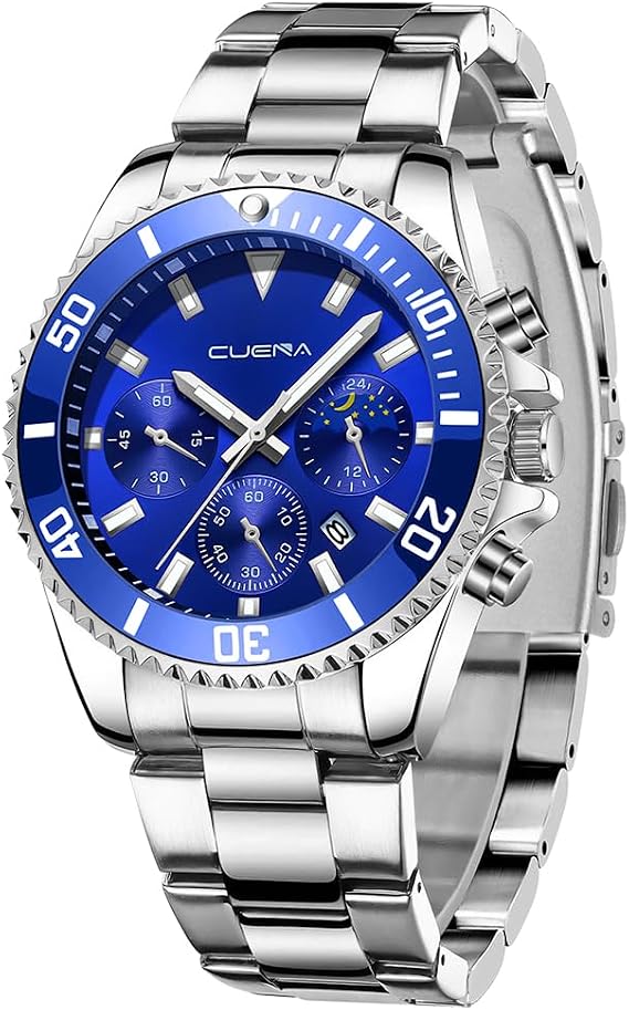 OFFCUP Herren Uhr Männer Analog Quarz Chronograph wasserdichte Edelstahlarmband Armbanduhren mit Datum Uhren Mode Casual Business Uhr für Herren Klassische Elegantes Geschenk