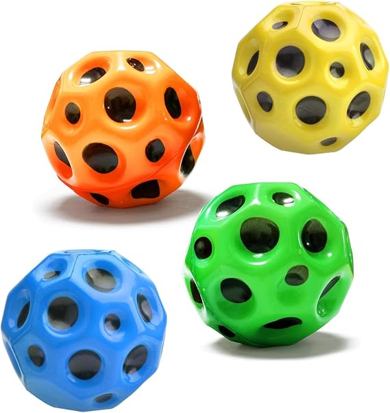 Moon Ball,4 PCS High Bouncing Rubber Ball PU Bounce Ball Sensory Ball Space Ball Bounce Ball Bouncing Ball High Bounce Hole Ball for Adults Sports Training Party for Indoor Outdoor