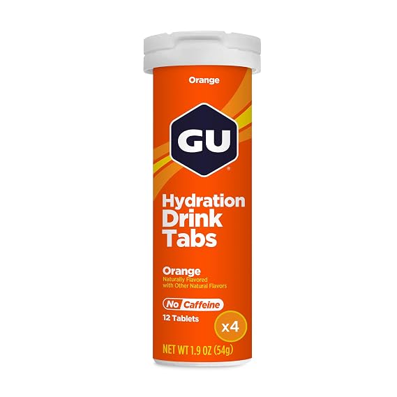 GU Energy Hydration Electrolyte Drink Tablets, Enhanced Endurance Sports Drink for Running, Cycling, Triathlon, 4-Count (48 Servings), Orange