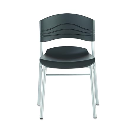 Iceberg ICE64517 CafeWorks Cafe Chair with Heavy Gauge Steel Frame, 21" Width x 32" Height x 19" Depth, Black (Pack of 2), Grey