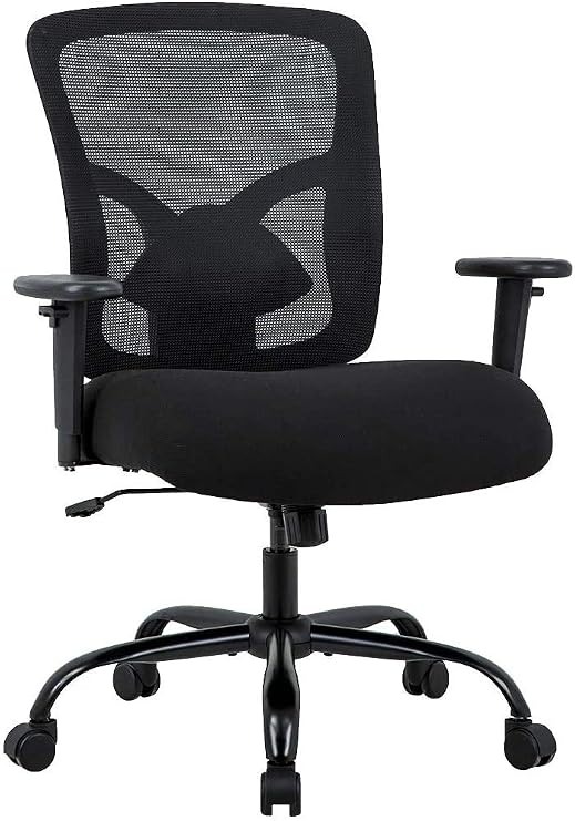 Big and Tall 400LBS Office Chair Desk Chair Mesh Computer Chair with Lumbar Support Wide Seat Adjust Arms Rolling Swivel, Best Home Office High Back Task Executive Ergonomic Mesh Computer Chair, Black