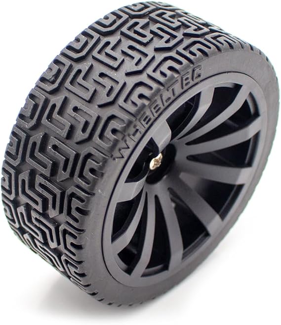 85MM Diameter Black Rubber Tire, Self-Balancing Trolley Robot Intelligent Trolley Wheels Sponge Inner Liner with Metal Coupling (3MM Aperture)