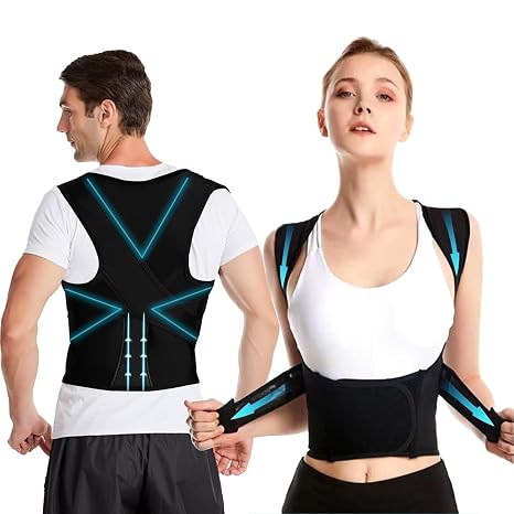 Posture correction belt for men and women, back support posture correction belt with breathable adjustable shoulder straps for improved lumbar support belt, back support to prevent hunchbacks
