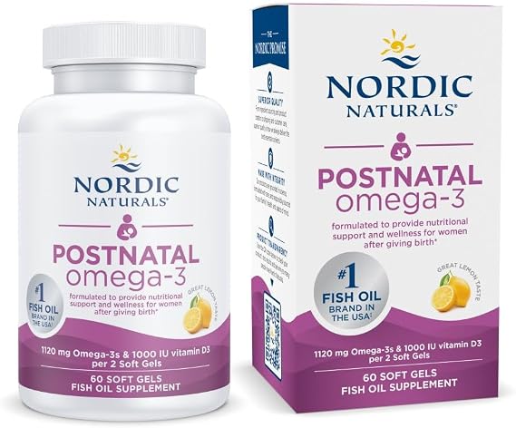 Nordic Naturals Postnatal Omega-3, 1120mg EPA & DHA+1000IU D3-60 Count