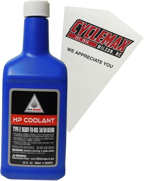 Cyclemax One Pack compatible with Honda HP Coolant 50/50 Blend 08C50-C321S02 Contains One Quart and a Funnel Superseded -08CLA-999-0E0A8