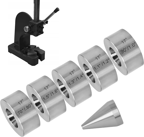 17 Degree 5-Piece Standard Folding Reduction Die Set, Stainless Steel Folding Dies and Folding Cone Kit