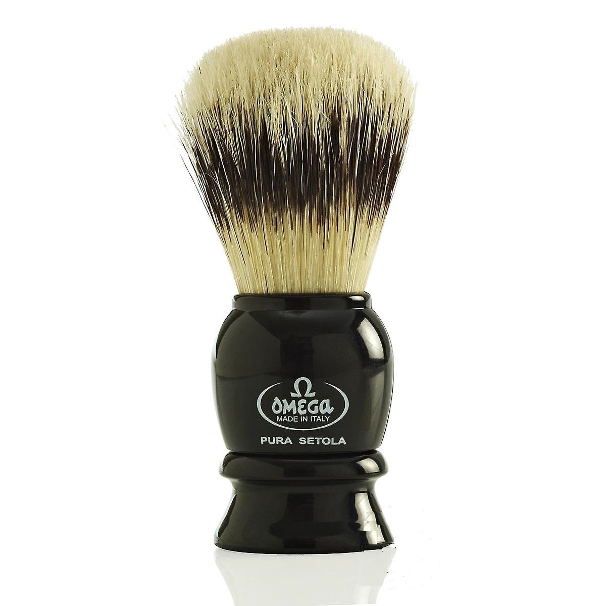 Omega Shaving Brush #13522 Pure Boar Bristles Black