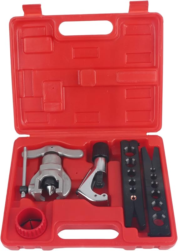 Pipe Eccentric Cone Flaring Tool Set, Copper Aluminum 1/4" 5/16" 3/8" 1/2" 5/8" 3/4" Tube Repair Assortment Kit