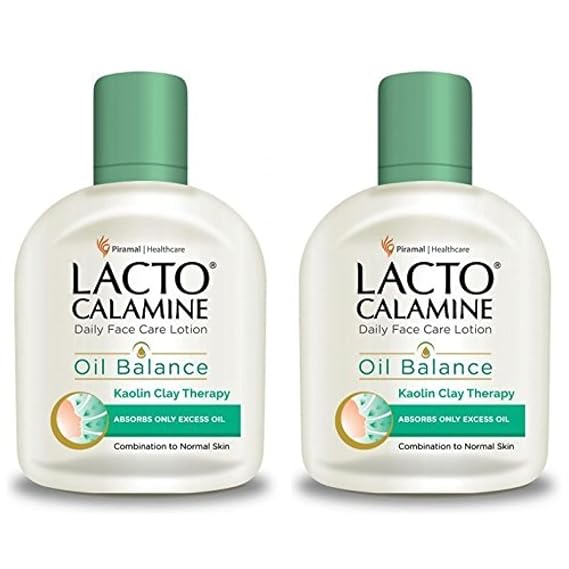Lacto Calamine Face Moisturizing Lotion for Normal to Combination Skin | Excess Oil Absorbing & Pore Refining Moisturizer | Mattifying & Non Greasy | 4.06 Fl Oz/120ml (Pack of 2)