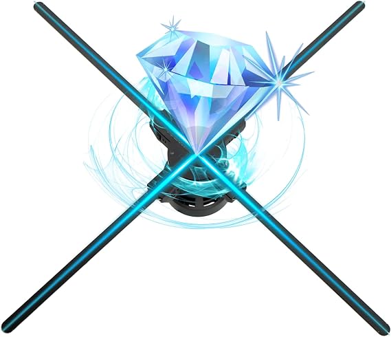 3D Hologram Fan,27.5 Inch 3D Hologram Led Fan Projector 832 HD LED Beads, Holographic Fan Advertising Support APP+Remote+Bluetooth Audio+Splicing,for Store ,Halloween,Christmas