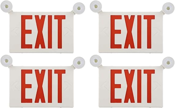 4 Pack LED Emergency Exit Light Adjustable Two LED Head Exit Sign Light Commercial Emergency Exit Lighting Combo with Back-up Battery for Business -UL Certificated