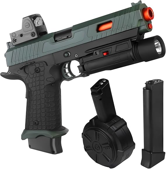 Electric Gel Toys New X5,Full Auto Splat-Blaster Outdoor Team Game,Ages 14+ | New X2 Upgrade Version,Includes Drum and Goggles,Green