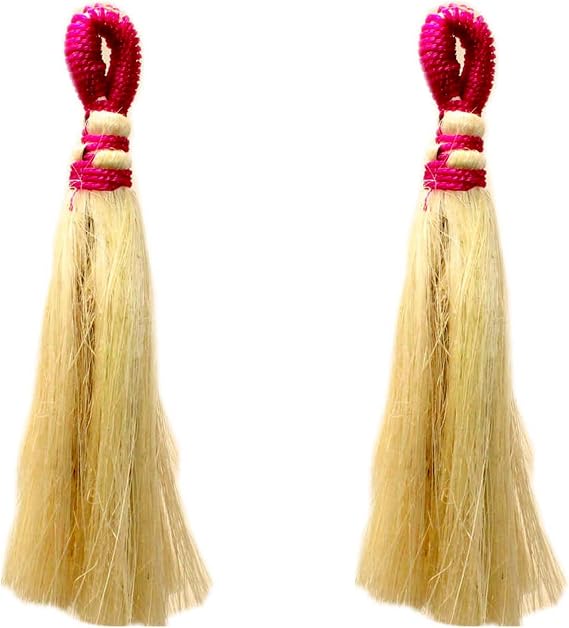 Kusha Darbha Grass Puja Broom | 2 Pcs | 7" | Handmade Natural Pooja Jhadu