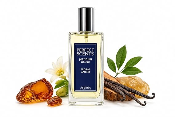 Perfect Scents Fragrances Platinum Collection Floral Amber, CLEAN, Vegan | Inspired by Cha.nels Coc.o Made.moiselle, Womens Eau de Parfum, Paraben-Free, Never Tested on Animals, 3.4 fl.oz.