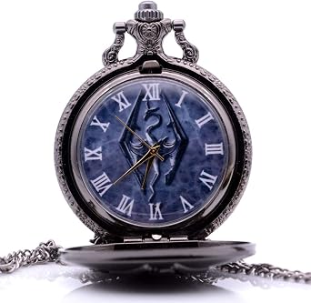 Ddjbdb Vintage Antique Cosplay Quartz Mens Womens Pocket Watch Analog Pendant Necklace Chain Xmas Gifts (Black)