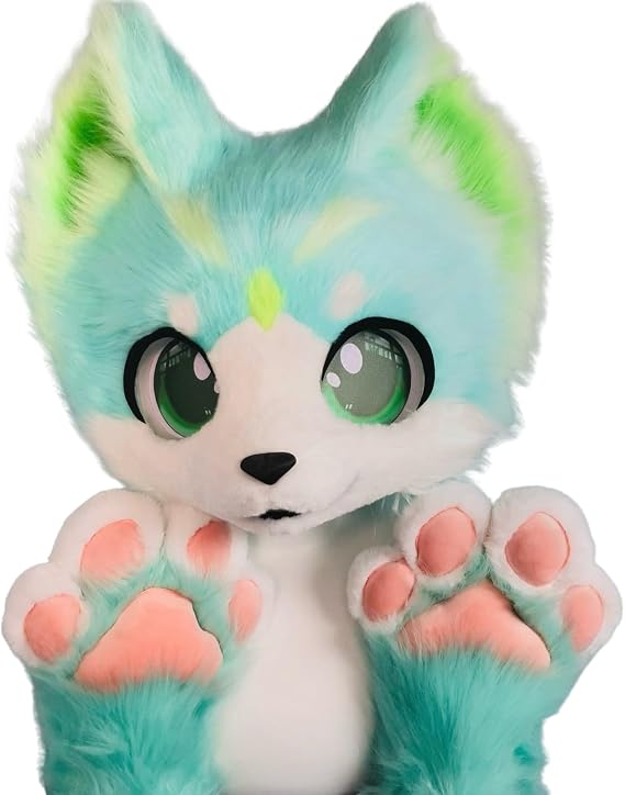Green Fox Fursuit Head Costume Set for Cosplay Halloween Fursona Furry Outfit