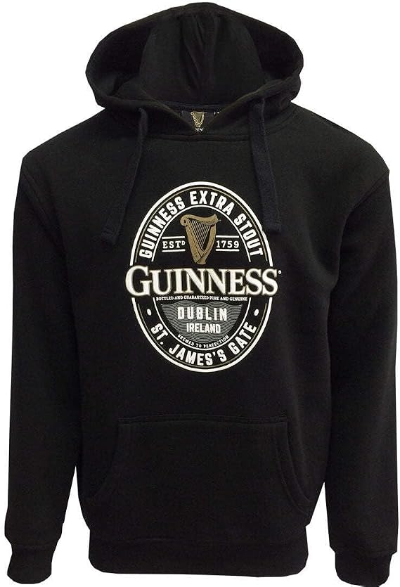 Guinness Black Label St. James Gate Hoodie (US, Alpha, X-Large, Regular, Regular, Black)