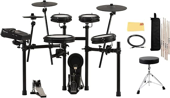 Roland TD313 V-Drums Electronic Drum Kit Bundle with Drum Throne, Audio Cable, Drumsticks, Drumstick Bag, and Austin Bazaar Polishing Cloth