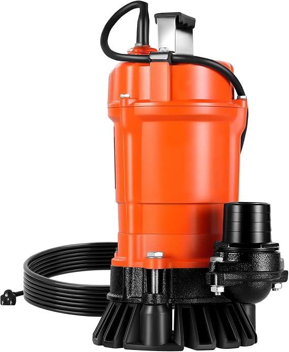 VEVOR 12 HP Submersible Trash Pump, 2000 GPH, 120V Cast Iron Submersible Sump Sewage Pump with 2 in Discharge, 39 ft Max Lift, Drain Dirty Clean Water, for Pools, Garden, Pond, Basement, Flooded Area