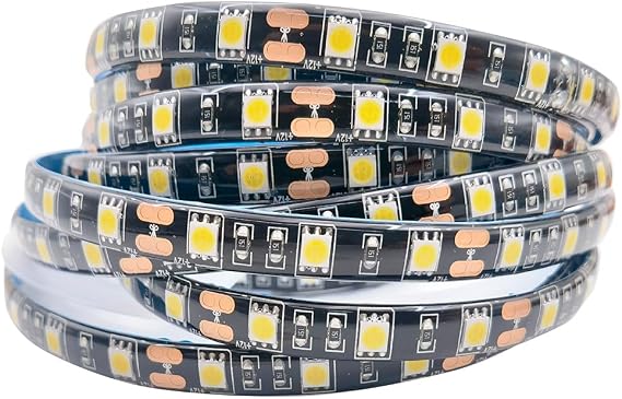 16.4ft 5M Black PCB 5050 LED Strip Waterproof IP65 300 SMD Board DC 12V Flexible Light Red, Blue, Green, Warm White, White, UV, RGB (Warm White)