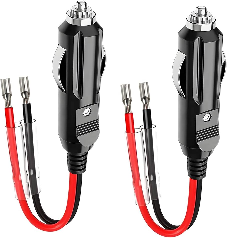 12V Fused Male Cigarette Lighter Plug, Replacement Car Adapter with Leads and LED Light, 16AWG Extension Cable with 15A Fuse, Automotive Power Supply Connectors Accessories 2