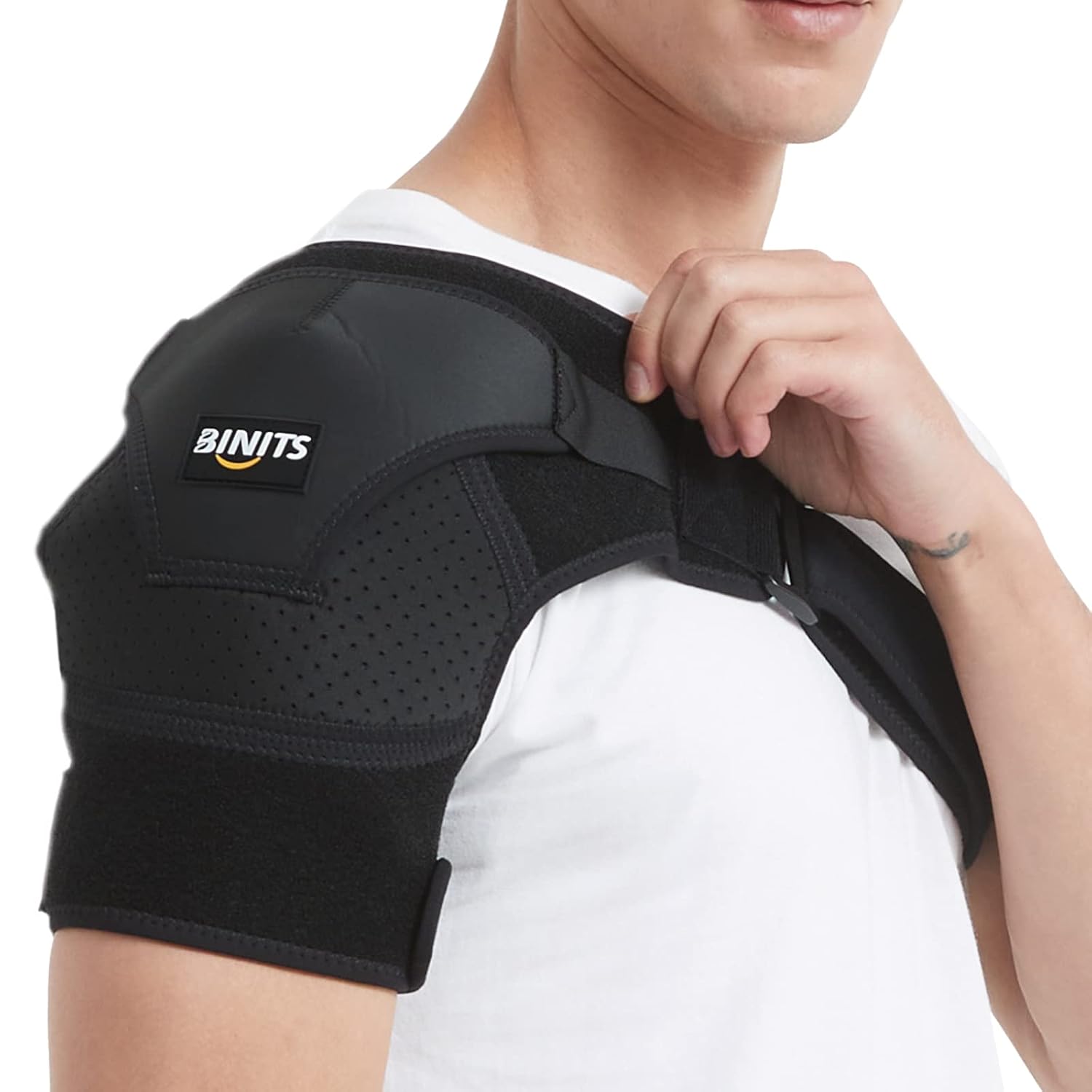 Shoulder Brace for Rotator Cuff, Tendonitis, Dislocation, Shoulder Pain Relief, Adjustable Shoulder Support Fit Sleeve Wrap for Men & Women （Black S-M
