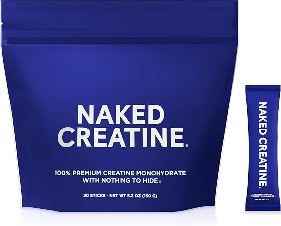 NAKED Creatine Stick Packs - Unflavored Micronized Creatine, NSF Certified,Vegan, Non-GMO, Gluten-Free, Soy-Free, No Fillers, Supports Muscle Growth & Strength - 30 Servings
