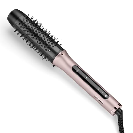 BaByliss Volume Boost HSB200E Thermal Hot Air Brush - 38mm Curling Heated Brush Ion Frizz Control 4 Temperature Settings Multi-Voltage Capable Pink/Black