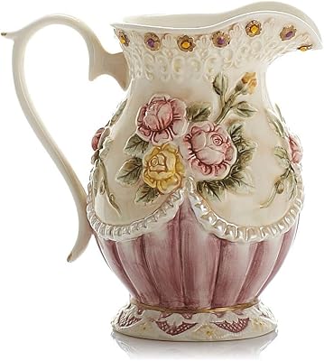 LQX Sculpture Vase Vase Ceramic Flowers Decoration Hydroponic Plant Home Decoration Embossed Rose ZHAOSHUNLI Crafts